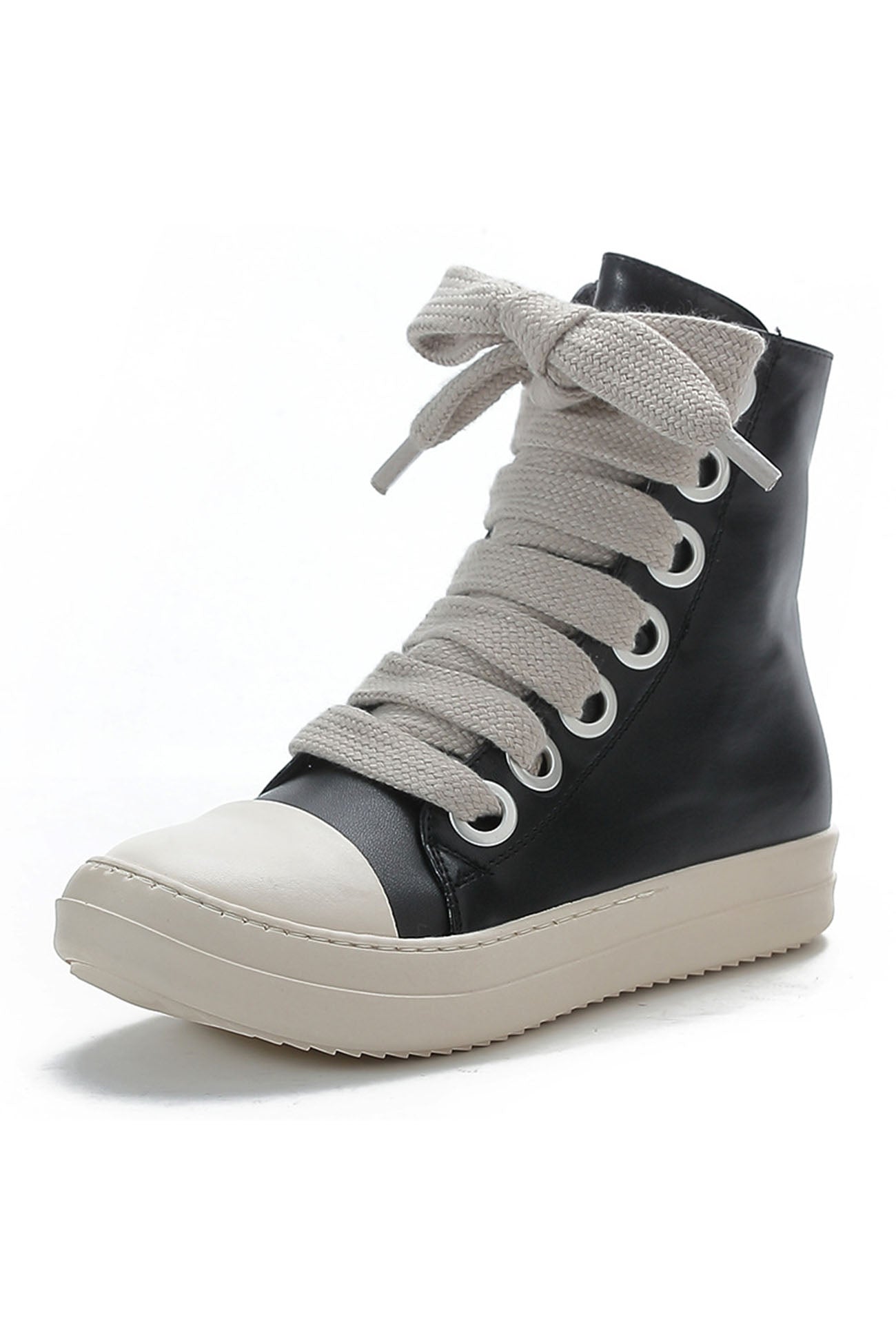 New Fashion Spring Outfit Contrast Leather Lace Up Ankle Boots