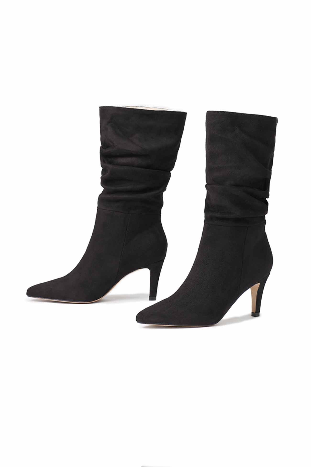 New Fashion Spring Outfit Suede Pointed Toe Pleated Stiletto Heels Ankle Boots