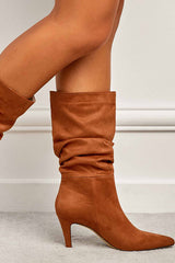 New Fashion Spring Outfit Suede Pointed Toe Pleated Stiletto Heels Ankle Boots