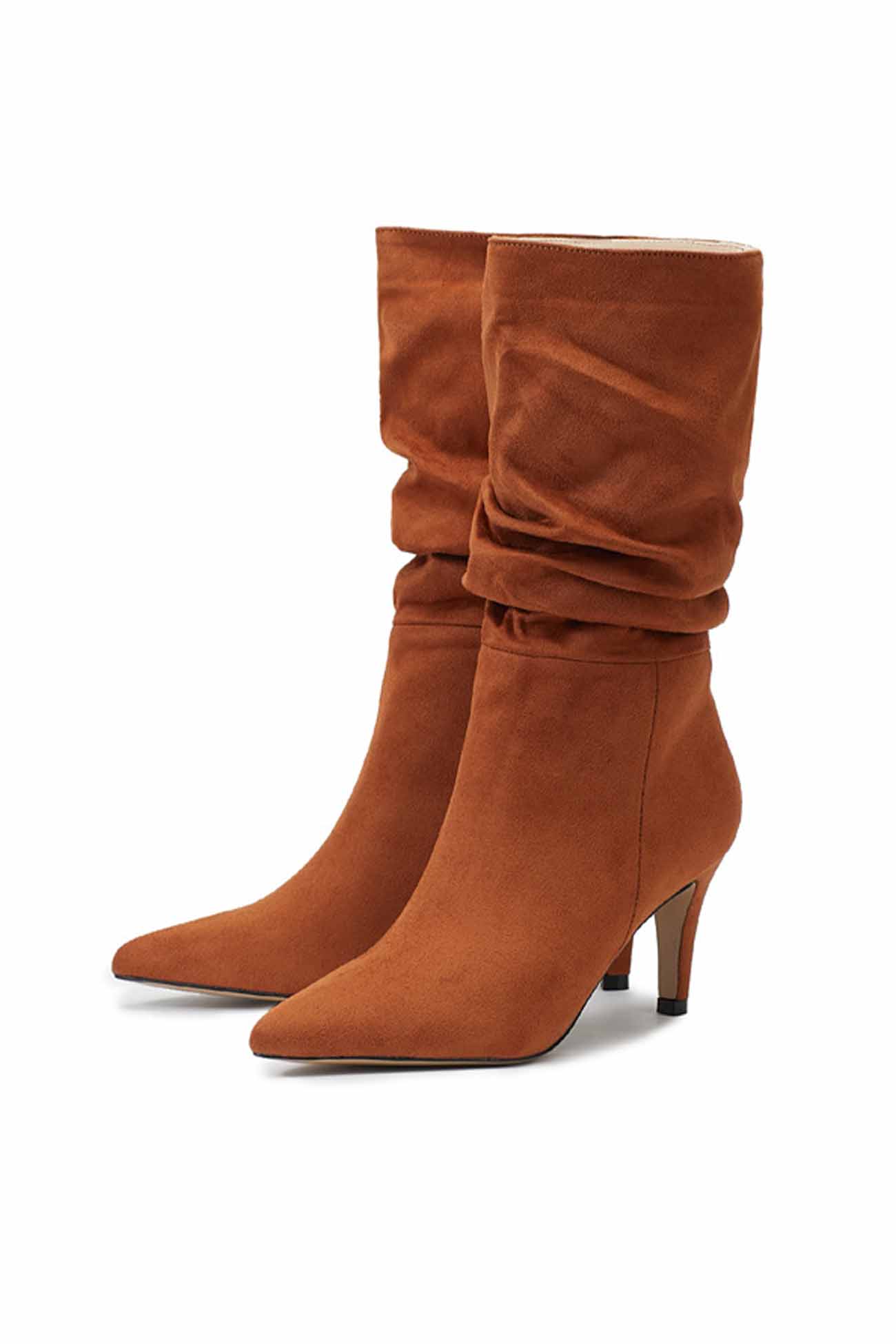 New Fashion Spring Outfit Suede Pointed Toe Pleated Stiletto Heels Ankle Boots