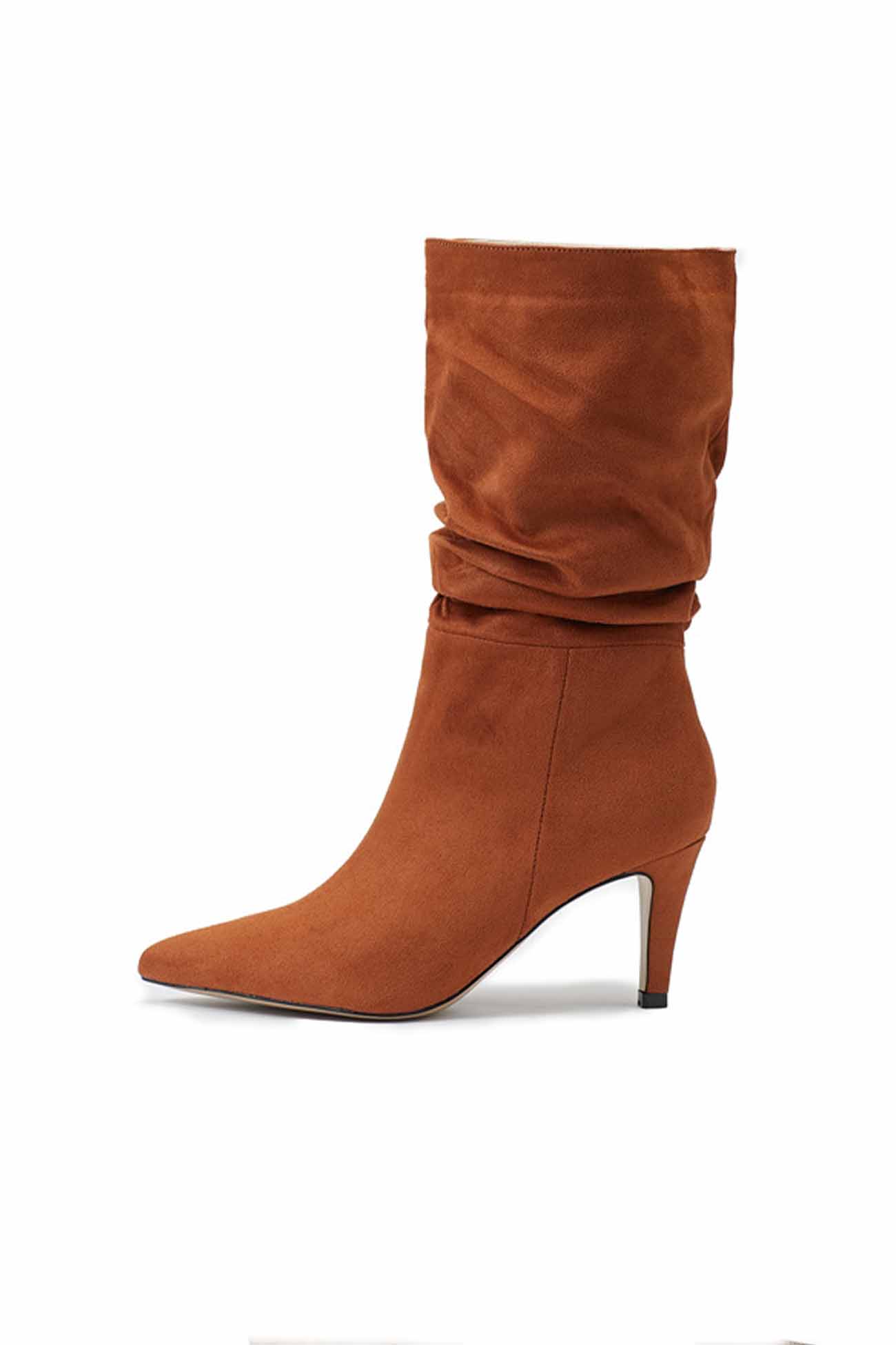 New Fashion Spring Outfit Suede Pointed Toe Pleated Stiletto Heels Ankle Boots