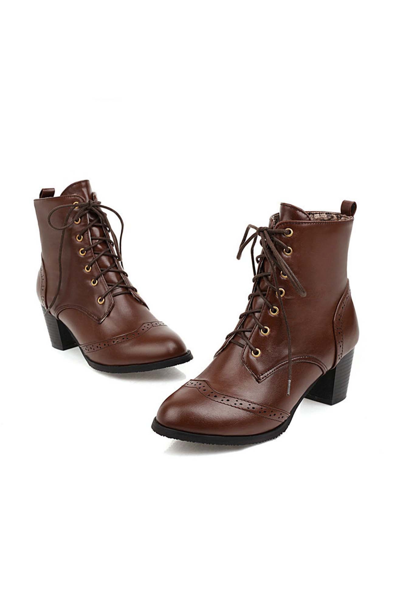 New Fashion Spring Outfit Pointed Toe Lace Up Cutout Ankle Boots