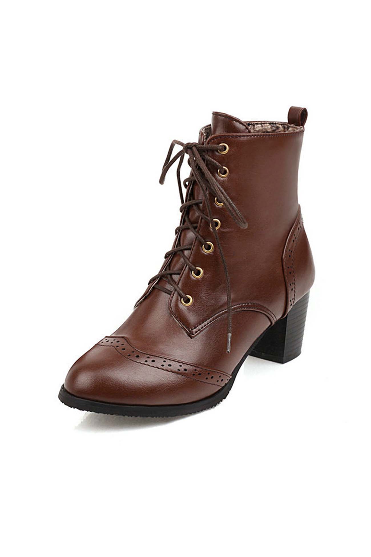 New Fashion Spring Outfit Pointed Toe Lace Up Cutout Ankle Boots