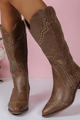 New Fashion Spring Outfit Mid-Calf Studded Western Boots