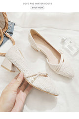 Thick heel versatile pointed toe pumps