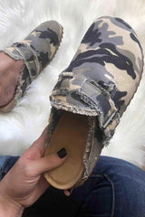 Fashionable Printed Raw Edge Flat Casual Shoes