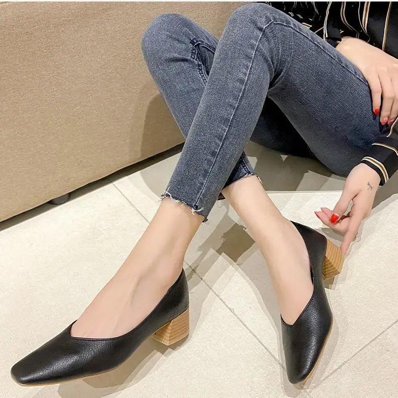 Bow Ballet High Heels Shoes Woman Basic Pumps Fashion  Round Bow Work Shoe Fashion Party Women Shoes Pump zapatos de mujer