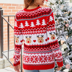 Festival Crew Neck Long Sleeve Reindeer Nordic Fair Isle Christmas Sweater