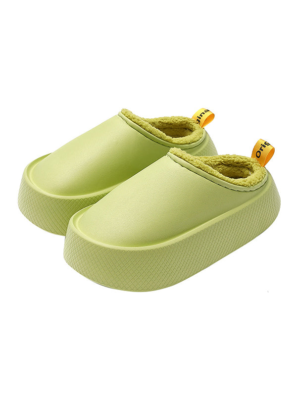 Home Non-Slip Keep Warm Velvet Waterproof Solid Color Slippers