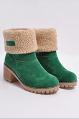 New Fashion Spring Outfit Furry Solid Chunky Ankle Boots