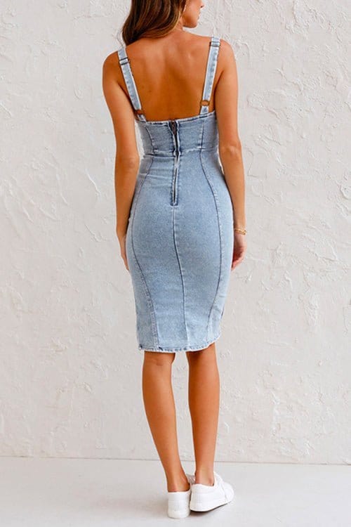 GINOLA - DENIM DRESS WITH A SLIT