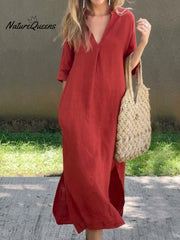 Linen V-Neck Dress