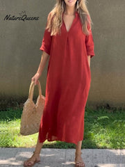 Linen V-Neck Dress