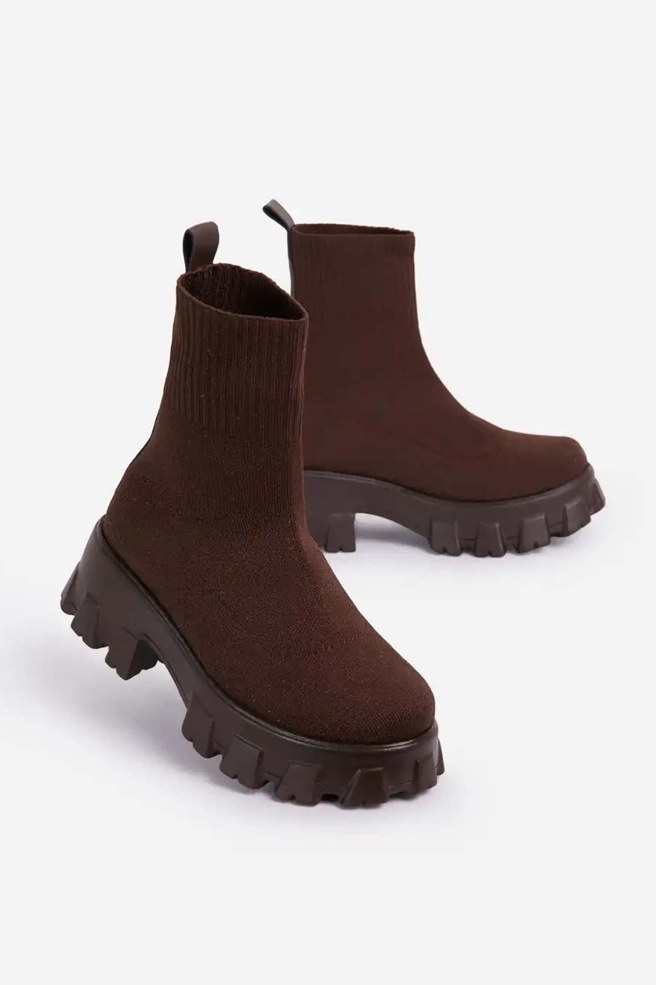 New Fashion Spring Outfit Knit Platform Sock Ankle Boots