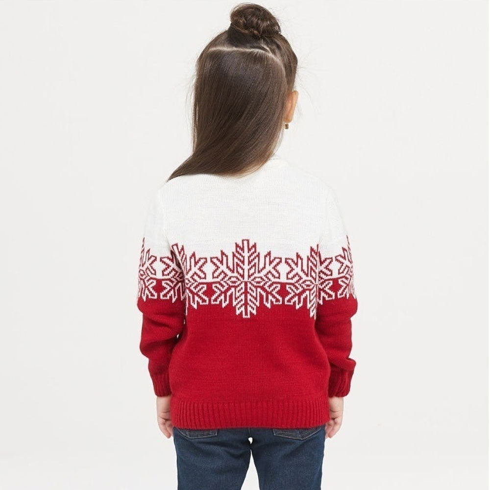 Merry Christmas Turtleneck Snowflake Knit Girls Winter Pullover Sweater