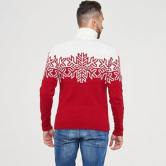 Merry Christmas Turtleneck Snowflake Knit Men Winter Pullover Sweater