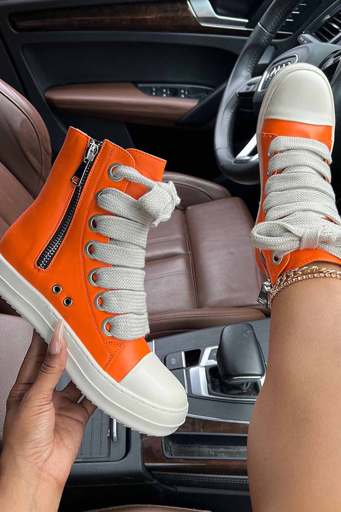 New Fashion Spring Outfit Contrast Leather Lace Up Ankle Boots