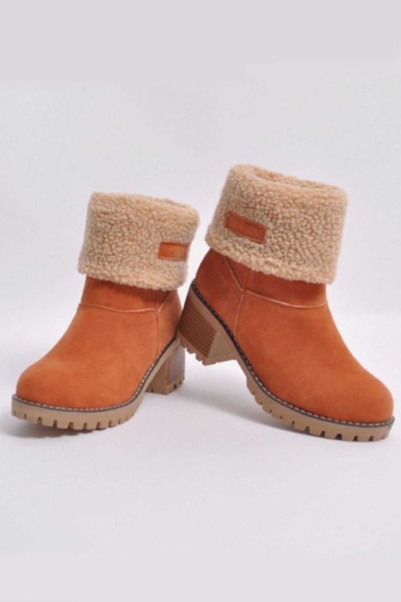 New Fashion Spring Outfit Furry Solid Chunky Ankle Boots