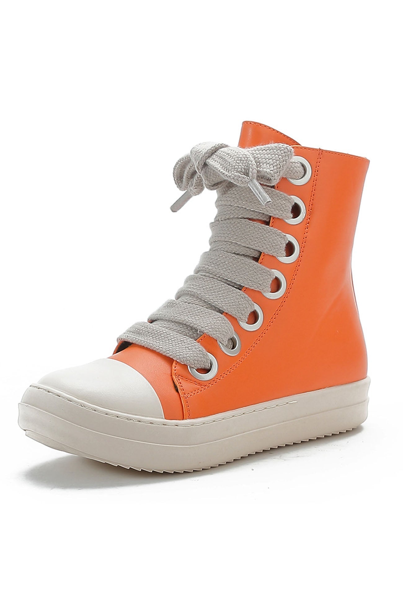 New Fashion Spring Outfit Contrast Leather Lace Up Ankle Boots