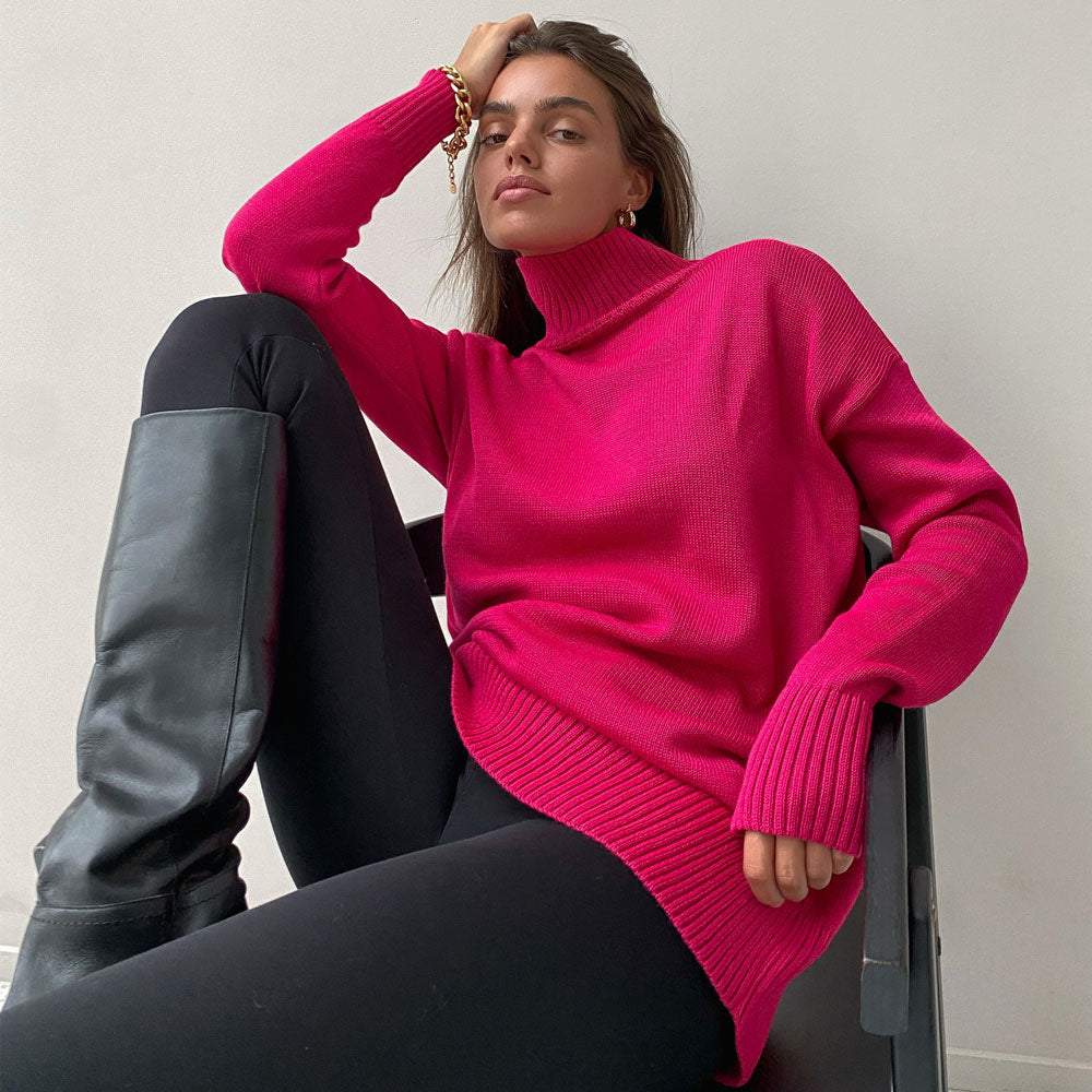 Oversized Turtleneck Long Sleeve Pullover Knit Sweater