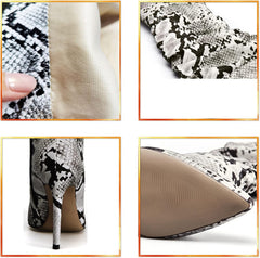 Designer Style Snakeskin Printed Stiletto Over The Knee Boots