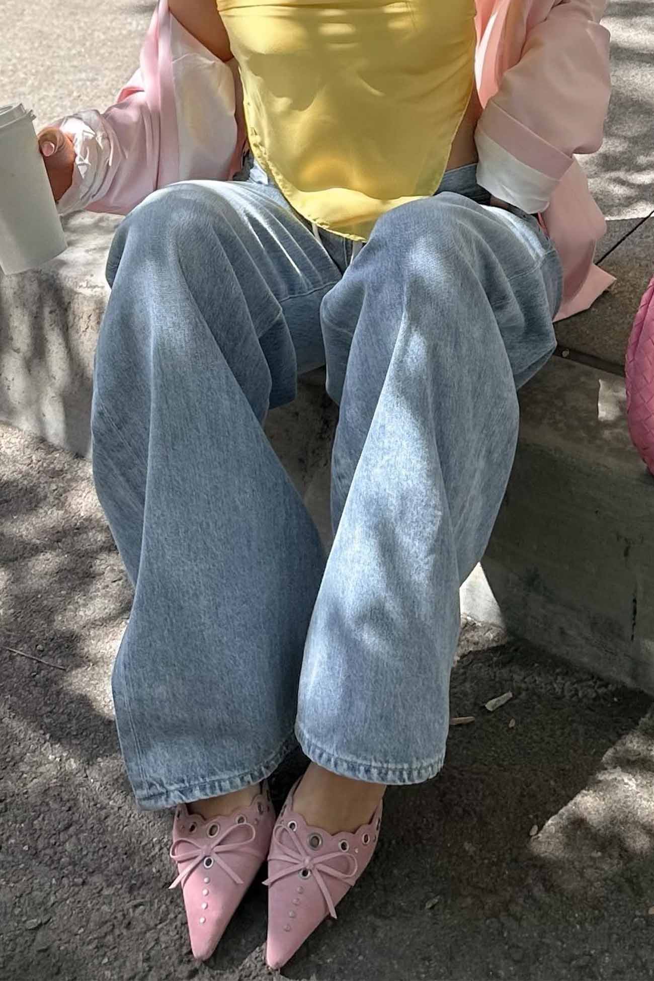 New Fashion Spring Outfit Suede Point Toe Bow Hollow Mule Pumps