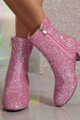 New Fashion Spring Outfit Sequined Block Heels Ankle Heels