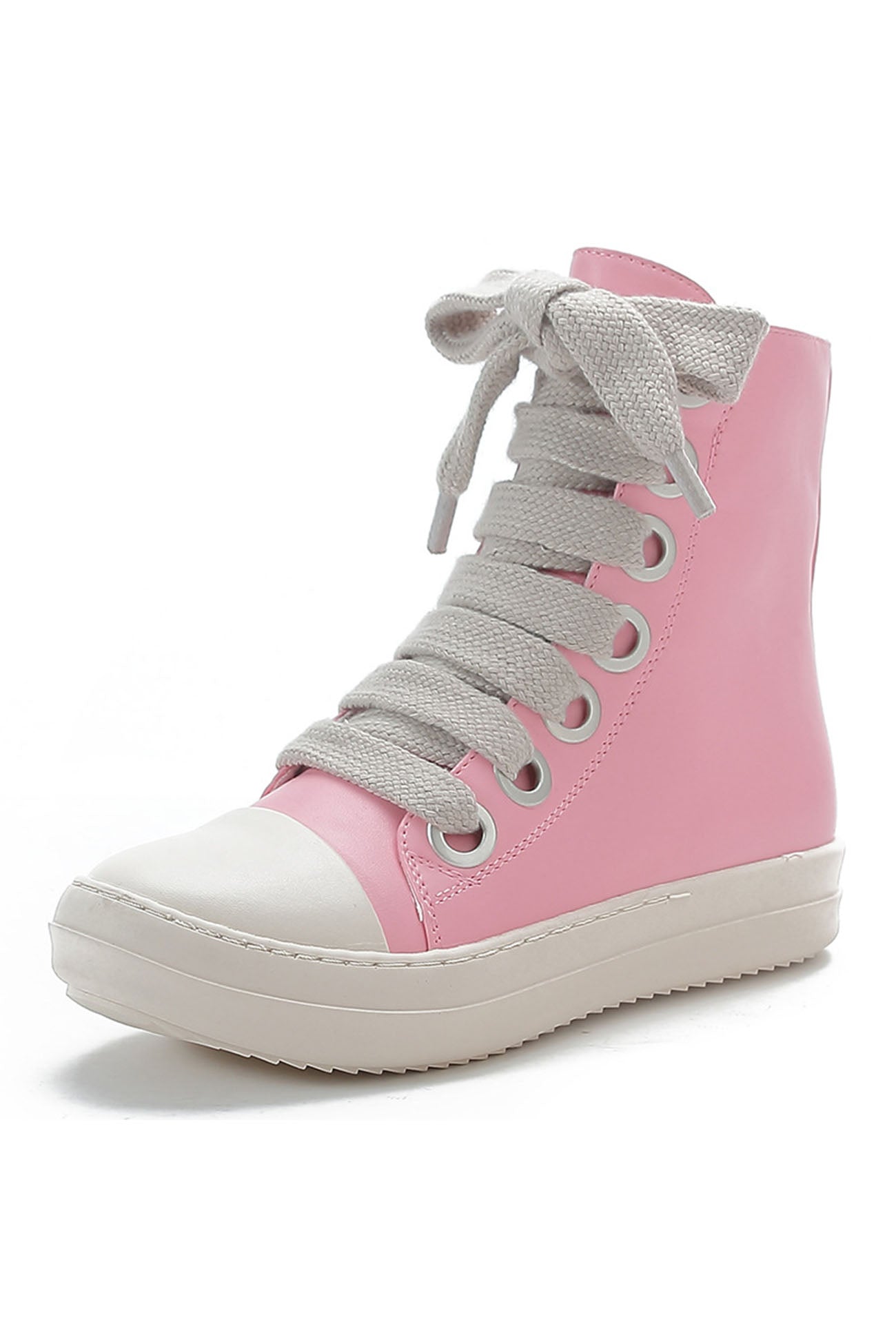 New Fashion Spring Outfit Contrast Leather Lace Up Ankle Boots