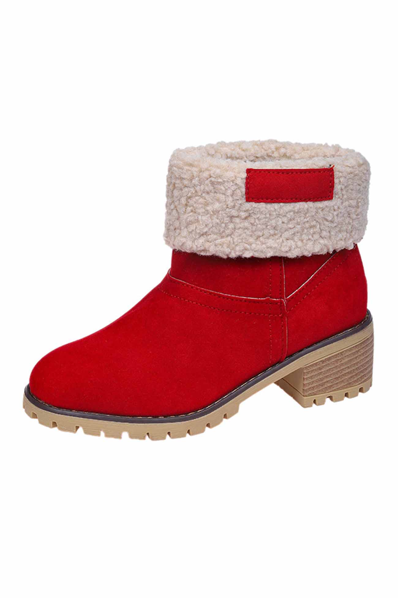 New Fashion Spring Outfit Furry Solid Chunky Ankle Boots