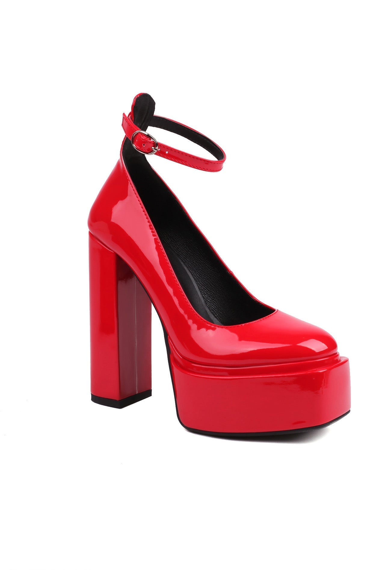 New Fashion Spring Outfit Ankle Strap Platform Chunky Heel Pumps