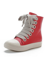 New Fashion Spring Outfit Contrast Leather Lace Up Ankle Boots