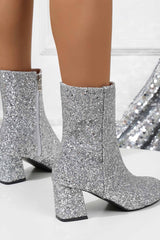 New Fashion Spring Outfit Sequined Block Heels Ankle Heels