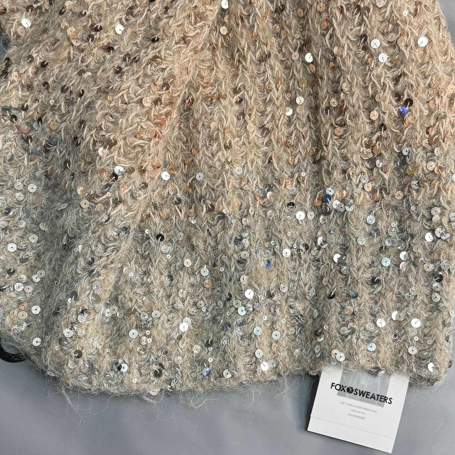 Sparkly Gradient Mohair Crew Neck Drop Shoulder Cropped Sequin Sweater Vest