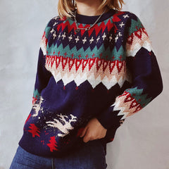 Sparkly Lurex Nordic Fair Isle Eyelash Christmas Pullover Sweater