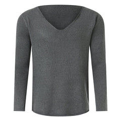 Street Style V Neck Long Sleeve Roll Trim Men Knit Pullover Sweater