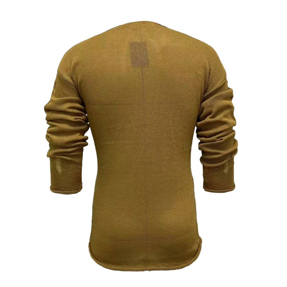 Stylish Distressed Knit Round Neck Long Sleeve Men Pullover Sweater