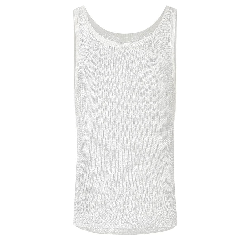 Tasteful Solid Color Sheer Knit Scoop Neck Sleeveless Men Sweater Vest