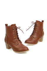 New Fashion Spring Outfit Pointed Toe Lace Up Cutout Ankle Boots