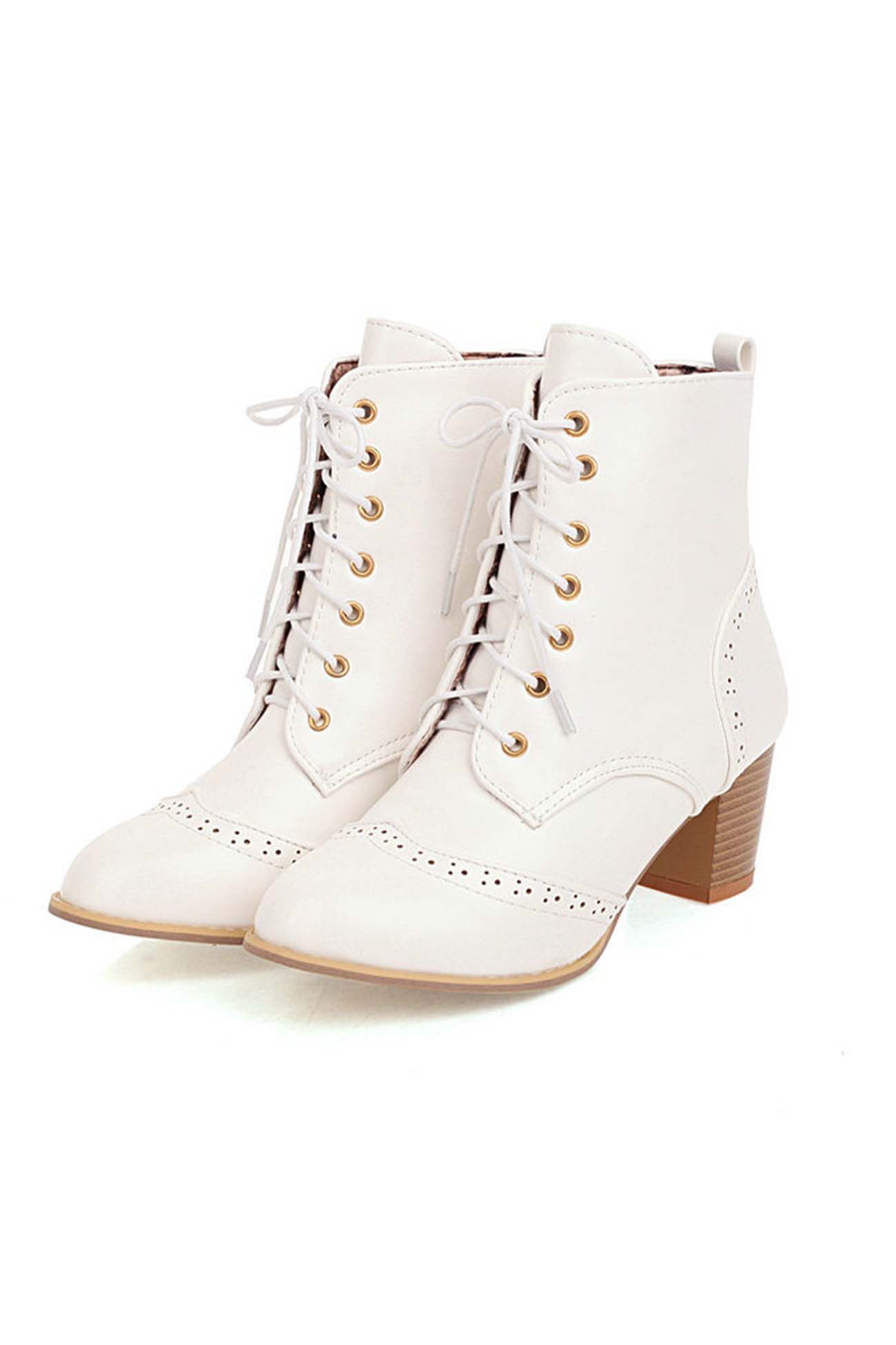 New Fashion Spring Outfit Pointed Toe Lace Up Cutout Ankle Boots