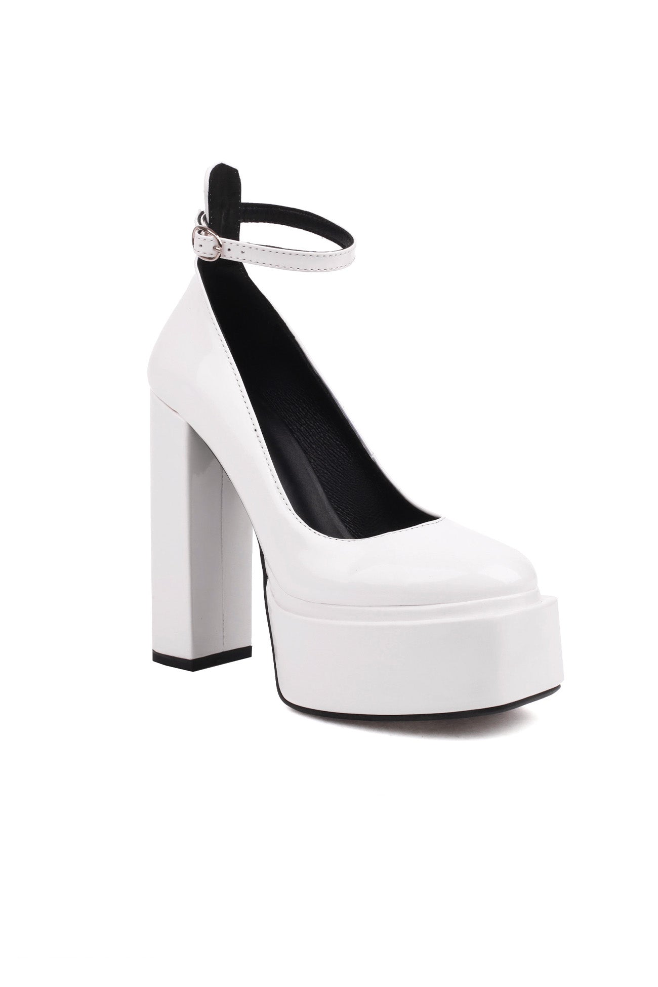 New Fashion Spring Outfit Ankle Strap Platform Chunky Heel Pumps