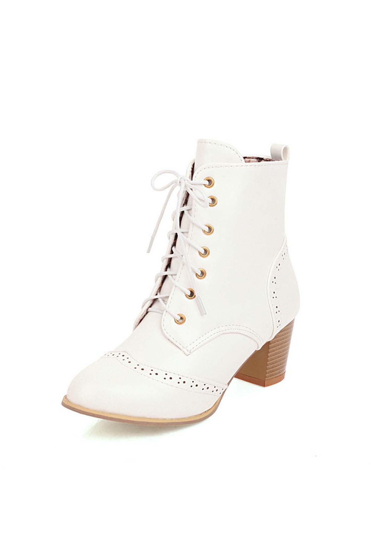 New Fashion Spring Outfit Pointed Toe Lace Up Cutout Ankle Boots