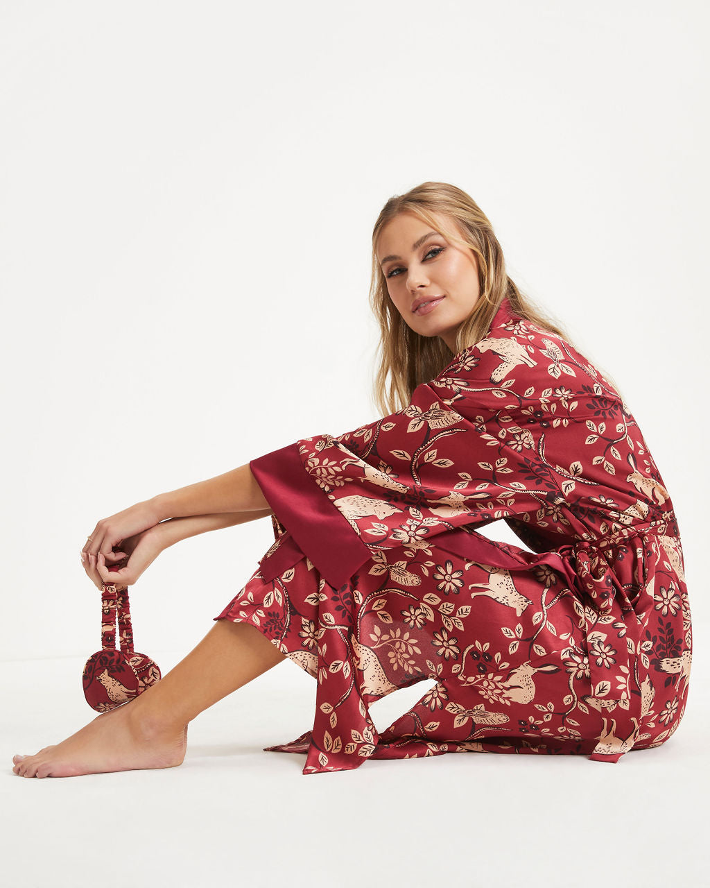 Galilea Satin Printed Kimono Robe