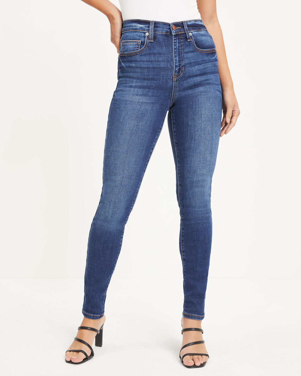 Kiana Mid Rise Stretch Slim Straight Jeans