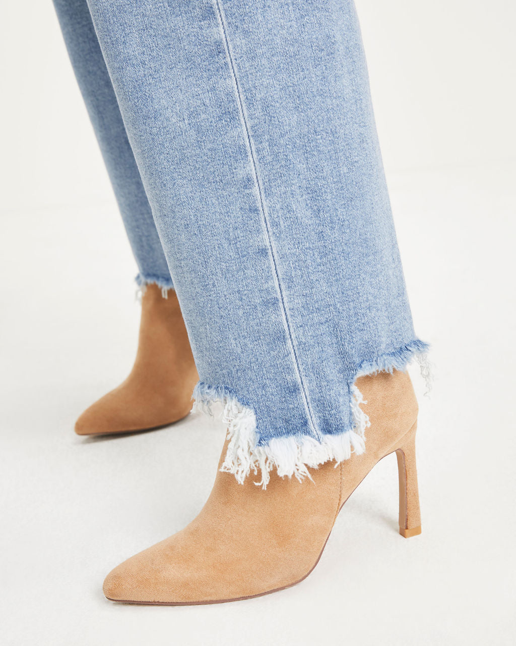 Mandy High Rise Stretch Frayed Wide Leg Jeans