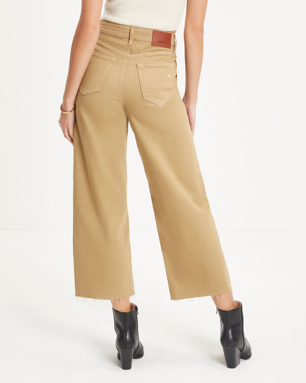 Layton High Rise Stretch Wide Leg Crop Jeans - Tan