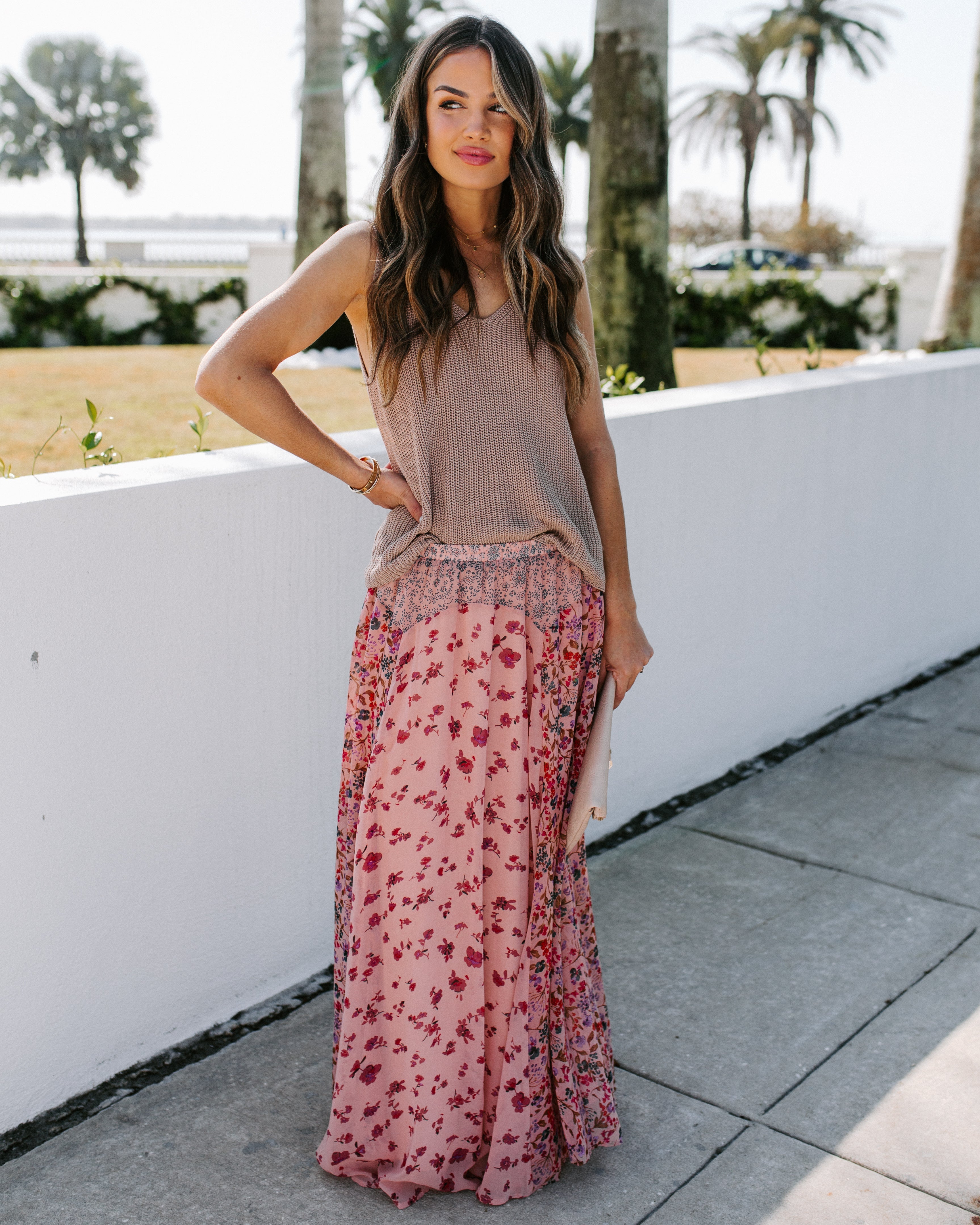 Featherweight Mix Print Floral Maxi Skirt