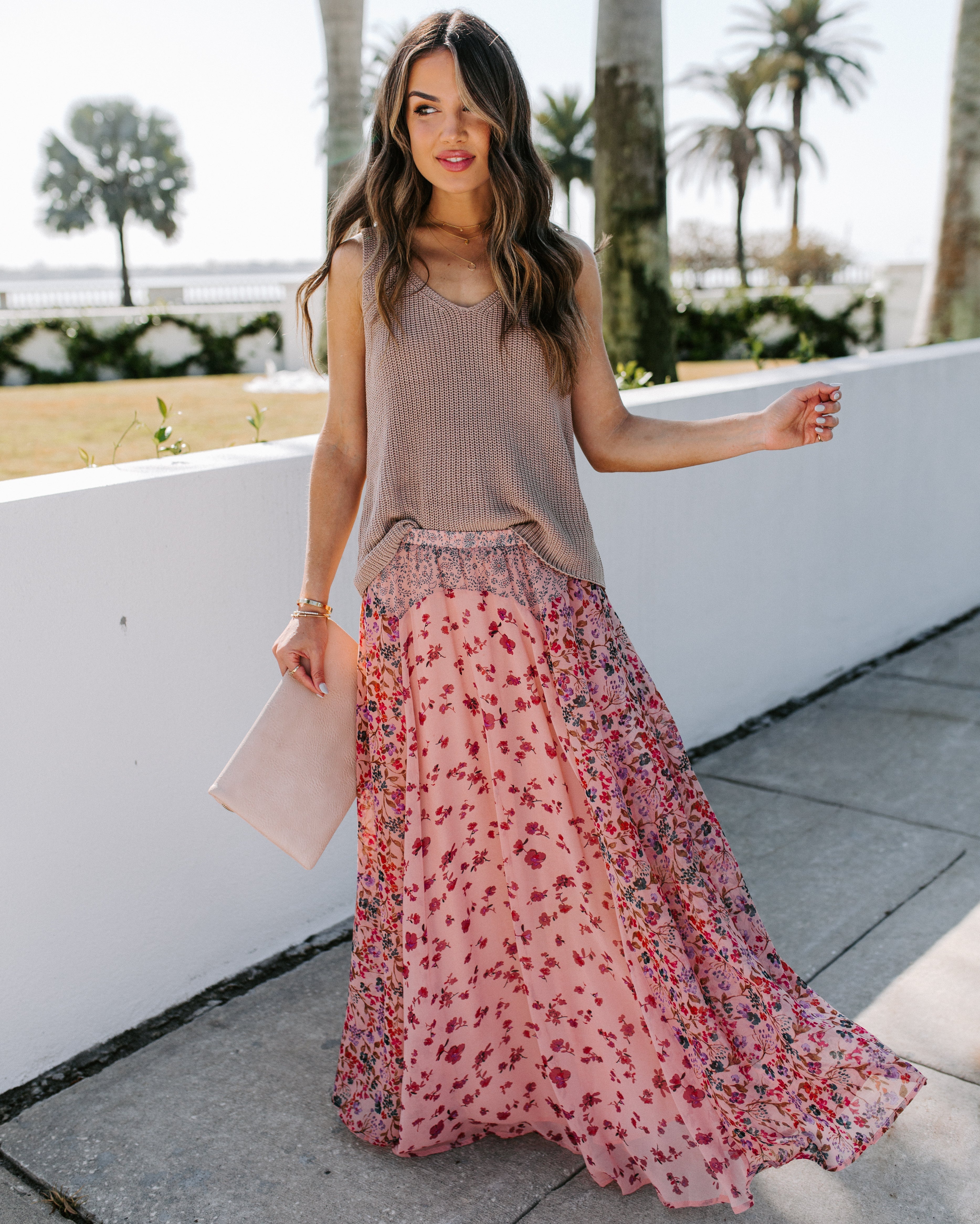 Featherweight Mix Print Floral Maxi Skirt