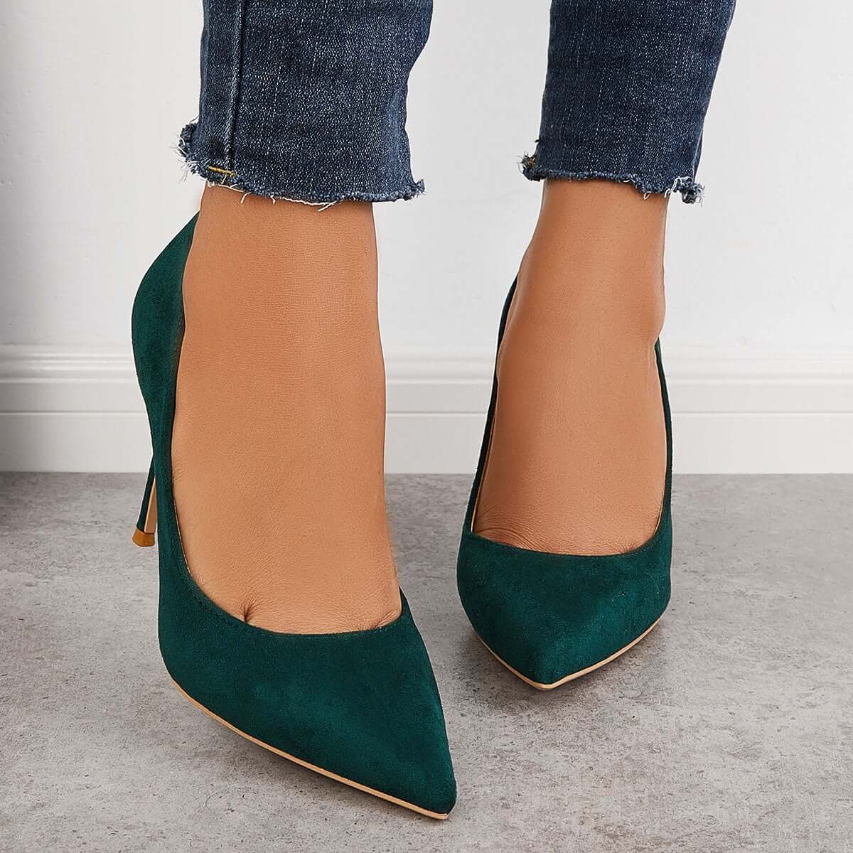 Classic Suede Pointed Toe Dress Pumps Stiletto High Heels