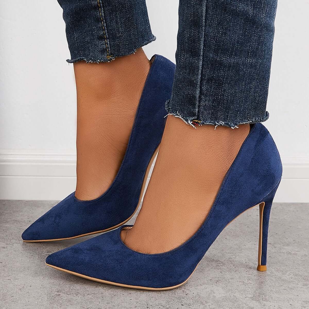 Classic Suede Pointed Toe Dress Pumps Stiletto High Heels