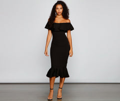 A Stylish Affair Ruffled Midi Dress